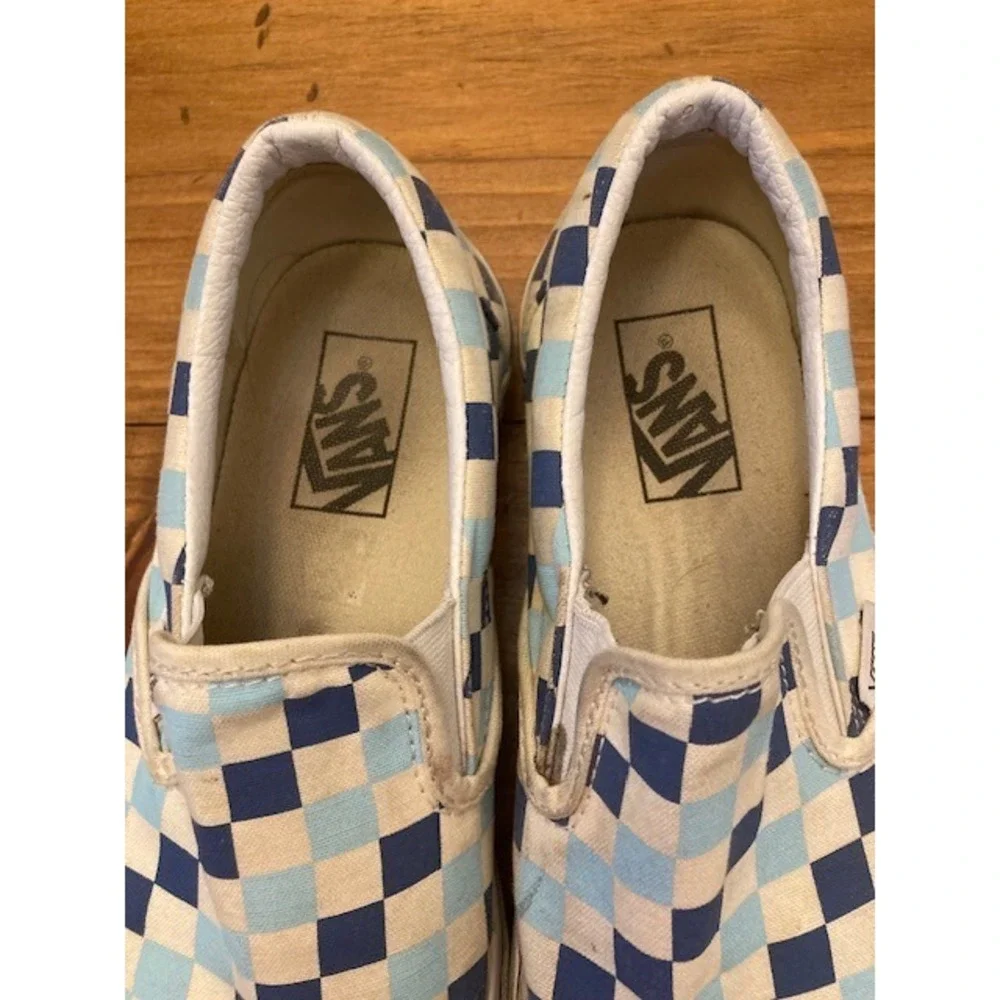 W 8.5 - VANS Classic Slip On Royal and Baby‎ Blue Checkerboard